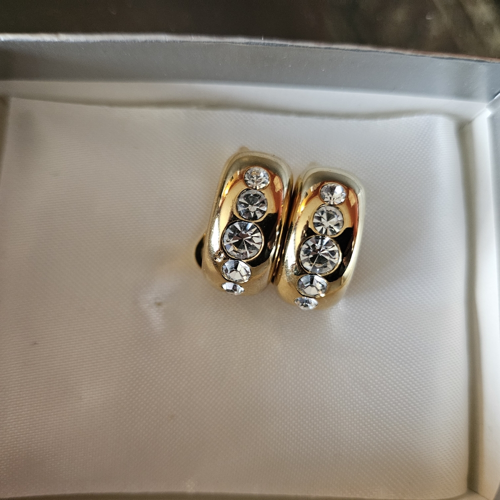 Gold and Silver Crystal Hoop Earrings